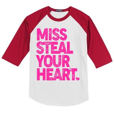 Valentine's Day Miss Steal Your Heart Kids Colorblock Raglan Jersey