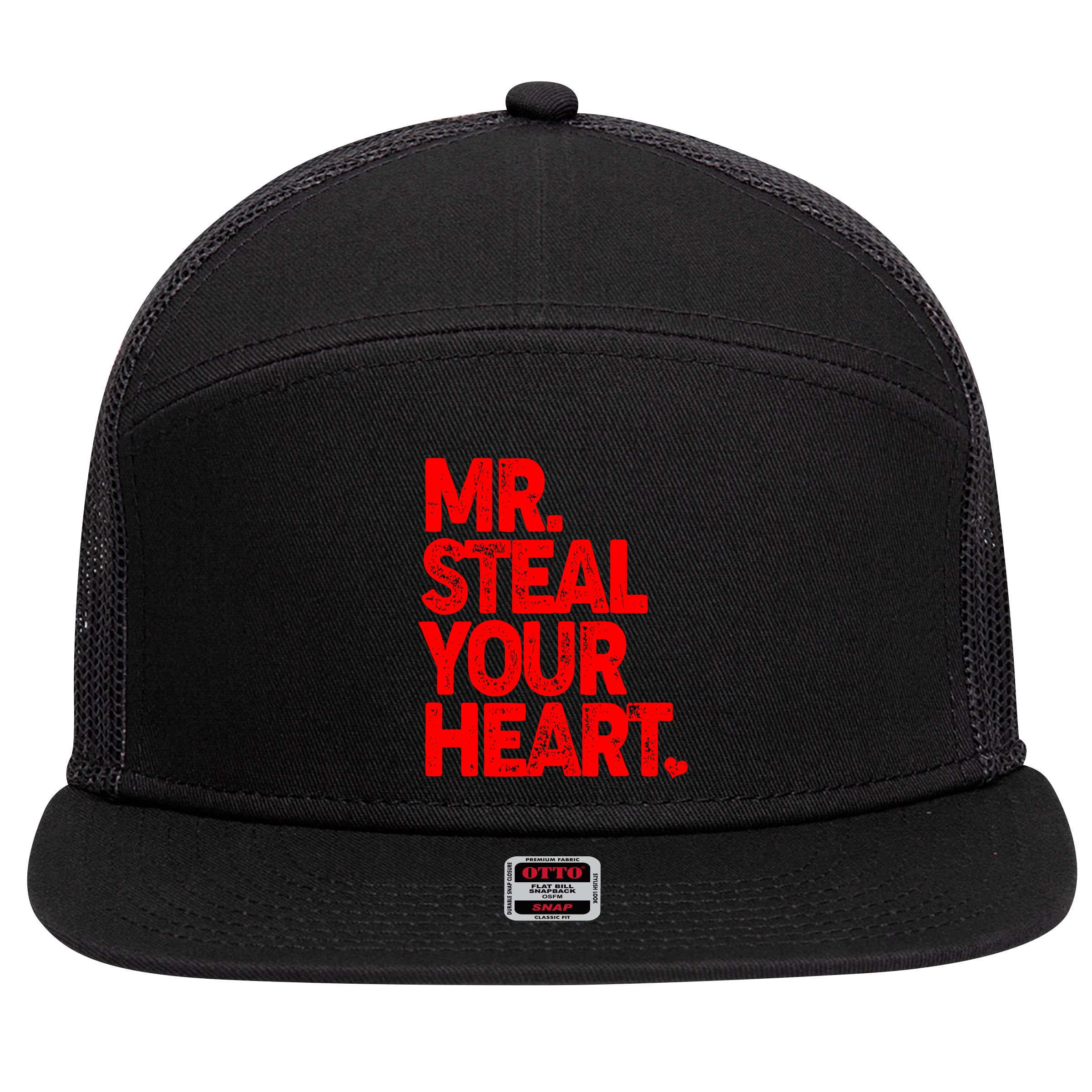 Valentine's Day Mr Steal Your Heart 7 Panel Mesh Trucker Snapback Hat