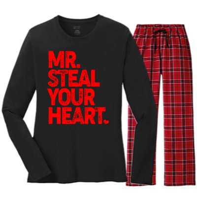 Valentine's Day Mr Steal Your Heart Women's Long Sleeve Flannel Pajama Set 