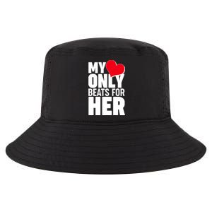 Valentine's Day My Heart Only Beats for Her Matching Couples Cool Comfort Performance Bucket Hat