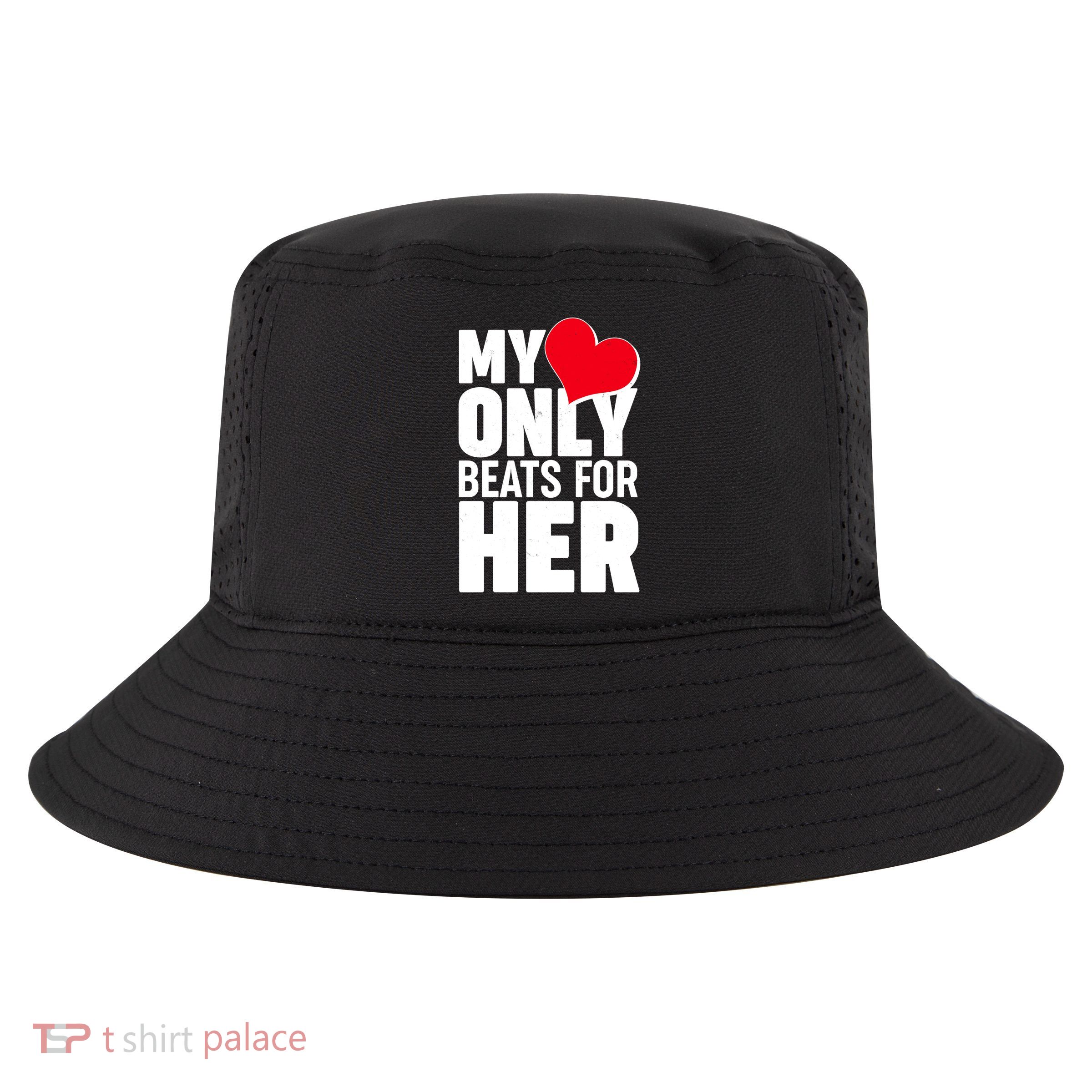 Valentine's Day My Heart Only Beats for Her Matching Couples Cool Comfort Performance Bucket Hat