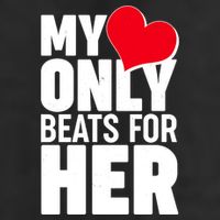 Valentine's Day My Heart Only Beats for Her Matching Couples Garment-Dyed Fleece Hoodie