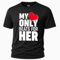 Valentine's Day My Heart Only Beats for Her Matching Couples Cooling Performance Crew T-Shirt