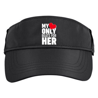 Valentine's Day My Heart Only Beats for Her Matching Couples Adult Drive Performance Visor