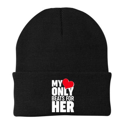 Valentine's Day My Heart Only Beats for Her Matching Couples Beanie