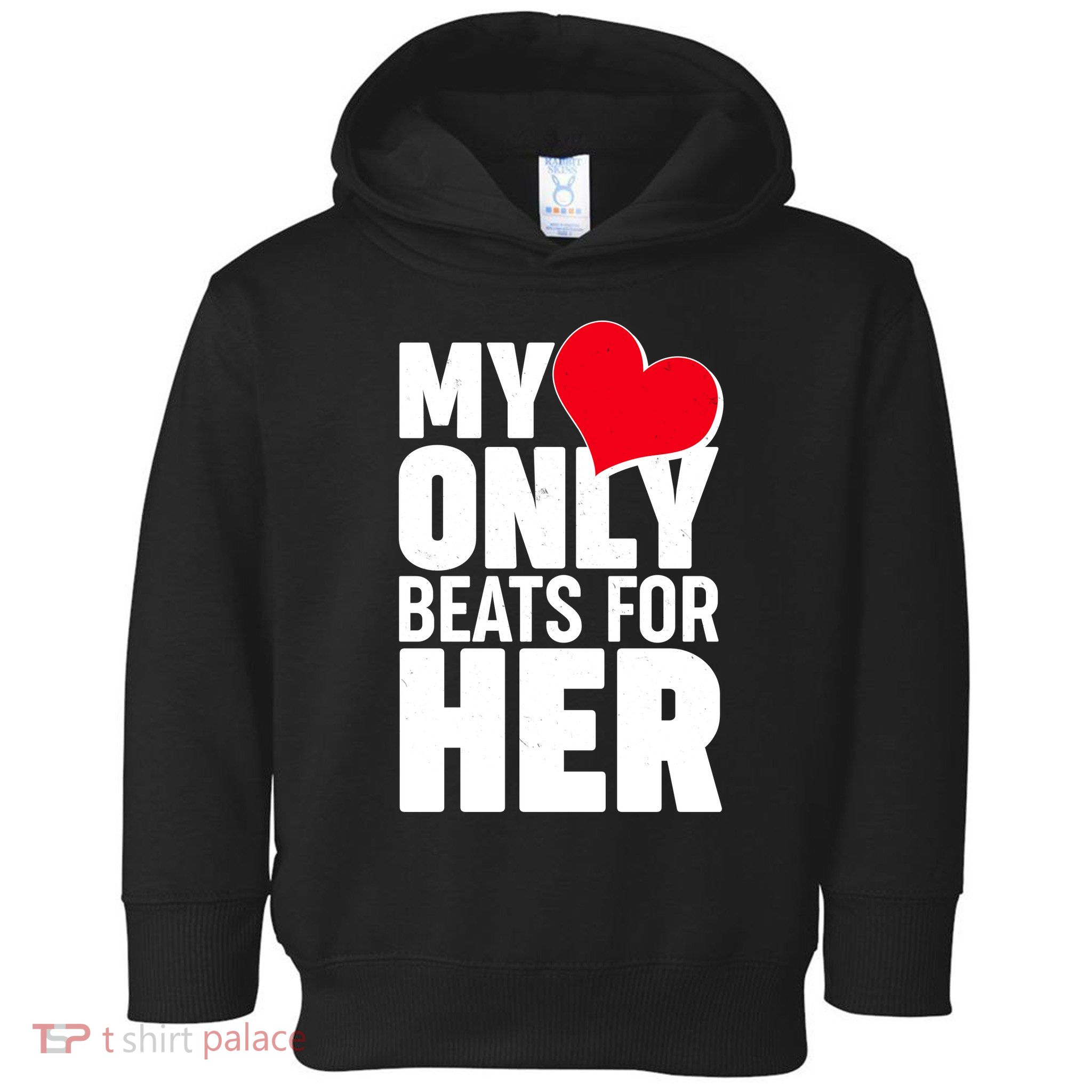 Valentine's Day My Heart Only Beats for Her Matching Couples Toddler Hoodie