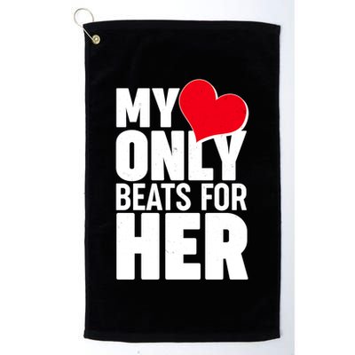 Valentine's Day My Heart Only Beats for Her Matching Couples Golf Towel