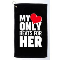 Valentine's Day My Heart Only Beats for Her Matching Couples Golf Towel