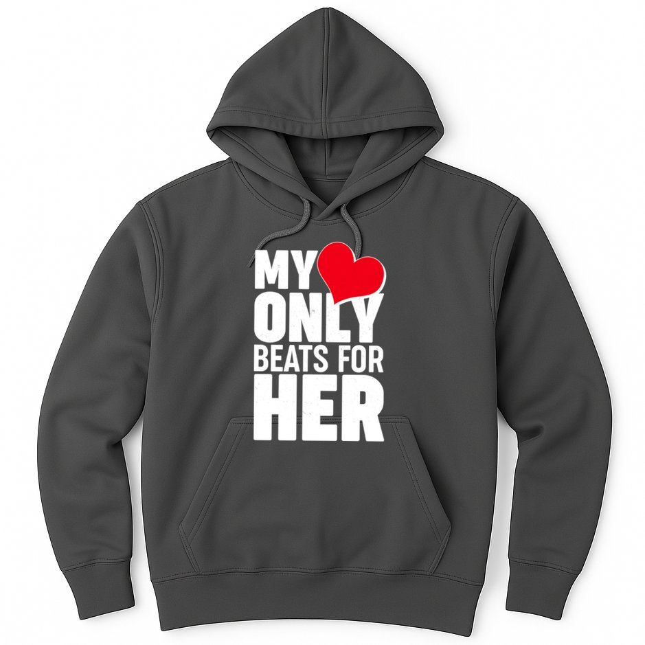 Valentine's Day My Heart Only Beats for Her Matching Couples Hoodie