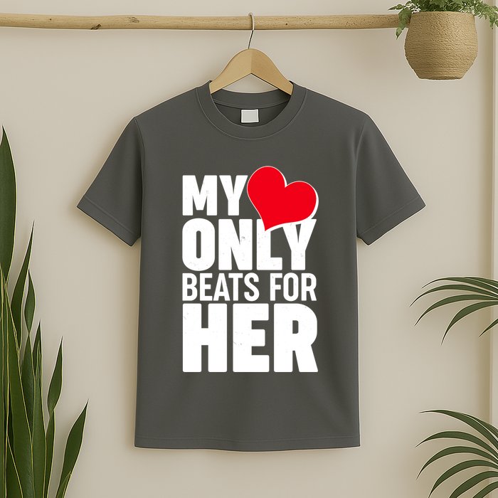 Valentine's Day My Heart Only Beats for Her Matching Couples T-Shirt