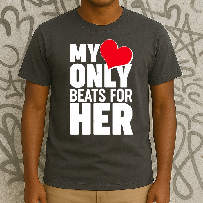Valentine's Day My Heart Only Beats for Her Matching Couples T-Shirt