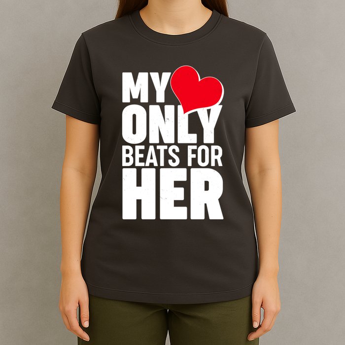 Valentine's Day My Heart Only Beats for Her Matching Couples T-Shirt