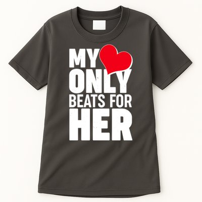 Valentine's Day My Heart Only Beats for Her Matching Couples Tall T-Shirt