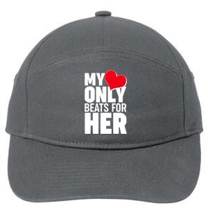 Valentine's Day My Heart Only Beats for Her Matching Couples 7-Panel Snapback Hat