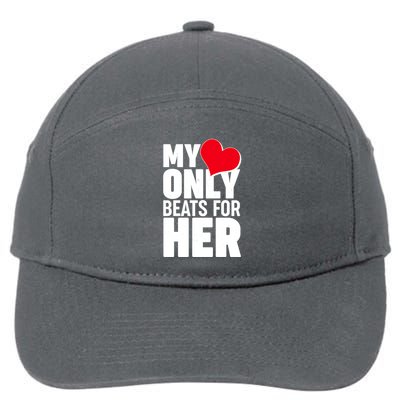 Valentine's Day My Heart Only Beats for Her Matching Couples 7-Panel Snapback Hat