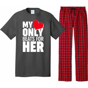 Valentine's Day My Heart Only Beats for Her Matching Couples Pajama Set