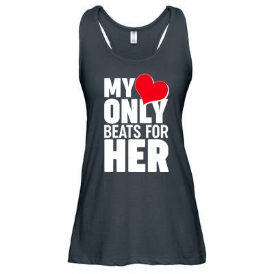 Valentine's Day My Heart Only Beats for Her Matching Couples Ladies Essential Flowy Tank