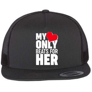 Valentine's Day My Heart Only Beats for Her Matching Couples Flat Bill Trucker Hat