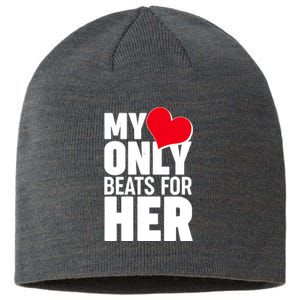 Valentine's Day My Heart Only Beats for Her Matching Couples Sustainable Beanie