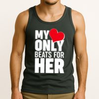 Valentine's Day My Heart Only Beats for Her Matching Couples Tank Top