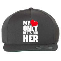 Valentine's Day My Heart Only Beats for Her Matching Couples Wool Snapback Cap