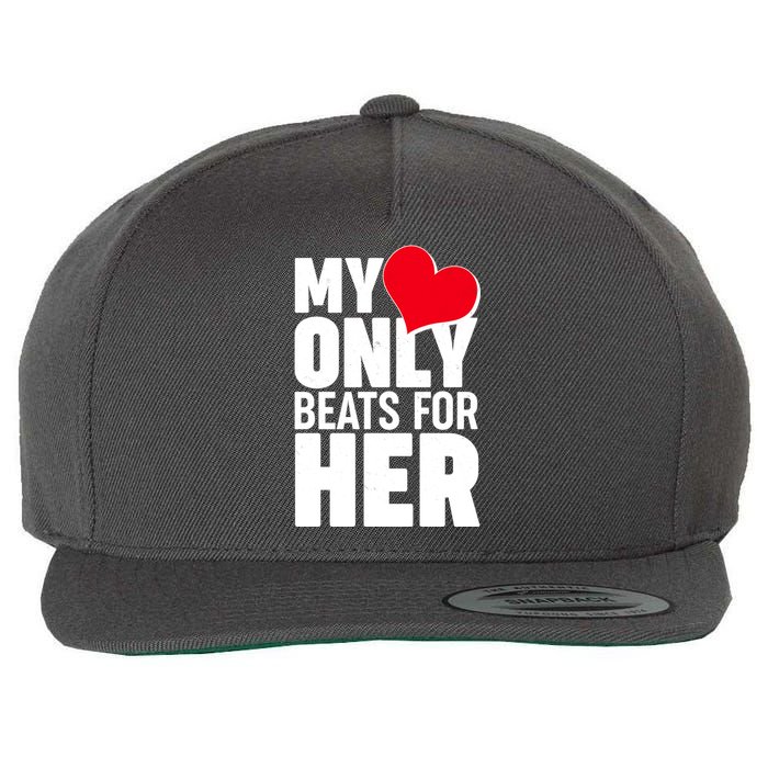 Valentine's Day My Heart Only Beats for Her Matching Couples Wool Snapback Cap