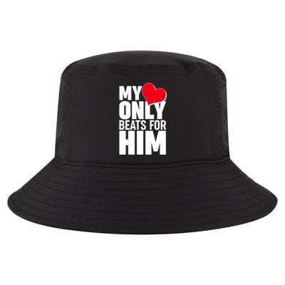 Valentine's Day My Heart Only Beats for Him Matching Couples Cool Comfort Performance Bucket Hat
