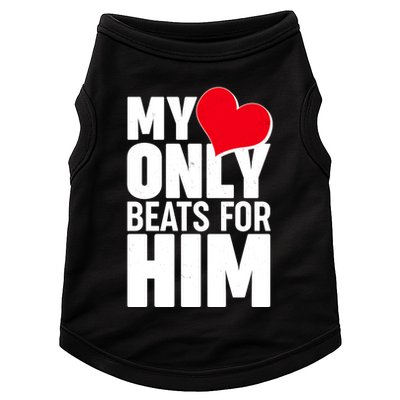 Valentine's Day My Heart Only Beats for Him Matching Couples Doggie Tank