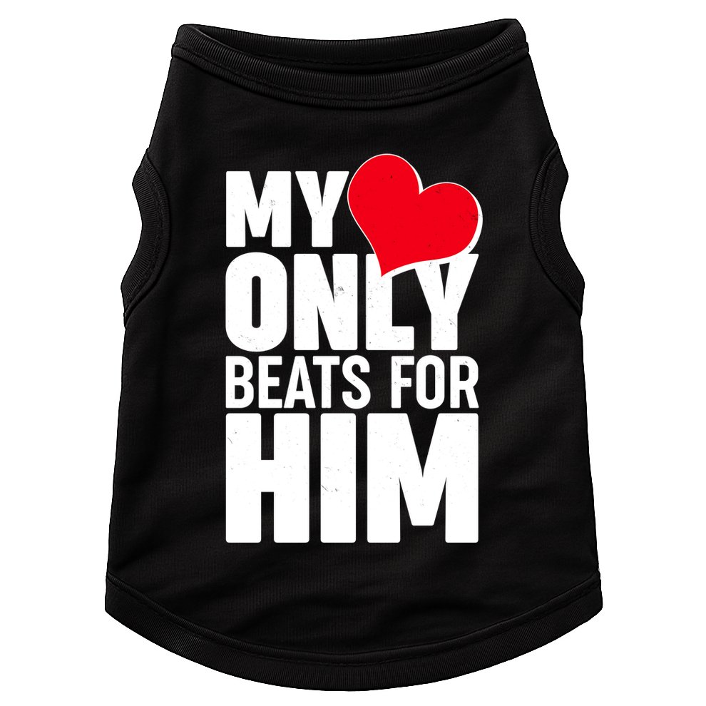 Valentine's Day My Heart Only Beats for Him Matching Couples Doggie Tank