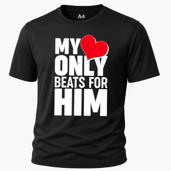 Valentine's Day My Heart Only Beats for Him Matching Couples Performance Shirt