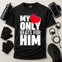 Valentine's Day My Heart Only Beats for Him Matching Couples Performance Shirt