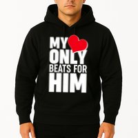 Valentine's Day My Heart Only Beats for Him Matching Couples Hoodie