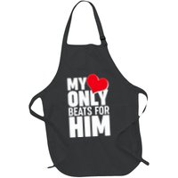 Valentine's Day My Heart Only Beats for Him Matching Couples Apron