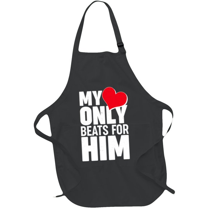 Valentine's Day My Heart Only Beats for Him Matching Couples Apron