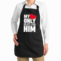 Valentine's Day My Heart Only Beats for Him Matching Couples Apron