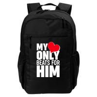 Valentine's Day My Heart Only Beats for Him Matching Couples Backpack