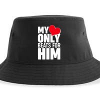 Valentine's Day My Heart Only Beats for Him Matching Couples Sustainable Bucket Hat