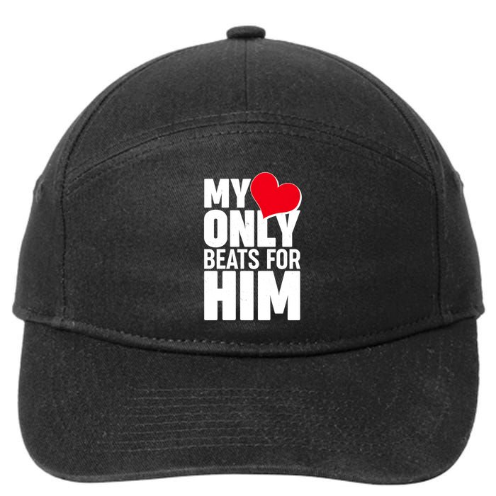 Valentine's Day My Heart Only Beats for Him Matching Couples 7-Panel Snapback Hat