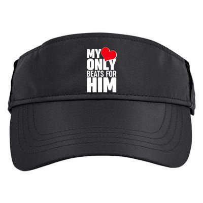 Valentine's Day My Heart Only Beats for Him Matching Couples Adult Drive Performance Visor