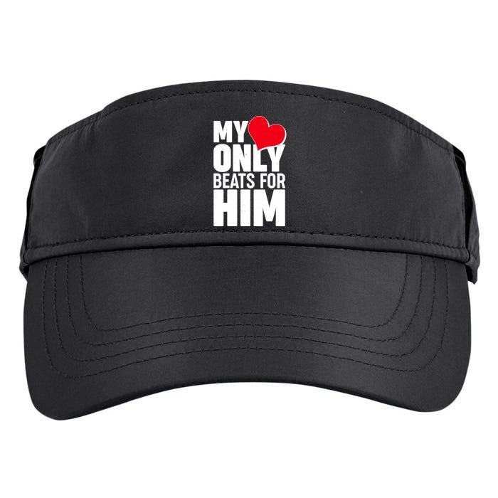 Valentine's Day My Heart Only Beats for Him Matching Couples Adult Drive Performance Visor