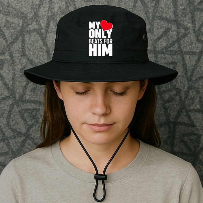 Valentine's Day My Heart Only Beats for Him Matching Couples Bucket Hat