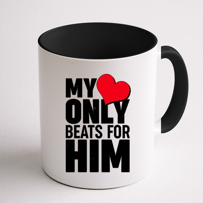 Valentine's Day My Heart Only Beats for Him Matching Couples Mug
