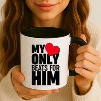 Valentine's Day My Heart Only Beats for Him Matching Couples Mug