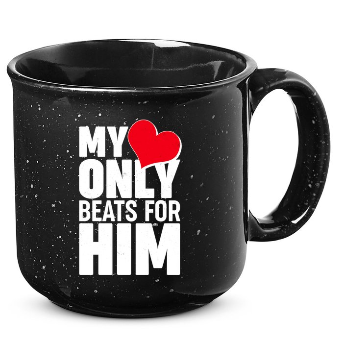 Valentine's Day My Heart Only Beats for Him Matching Couples 15oz Campfire Ceramic Mug