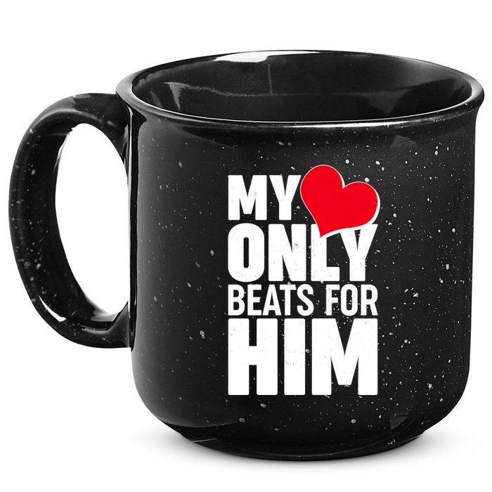 Valentine's Day My Heart Only Beats for Him Matching Couples 15oz Campfire Ceramic Mug