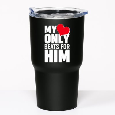 Valentine's Day My Heart Only Beats for Him Matching Couples Tumbler