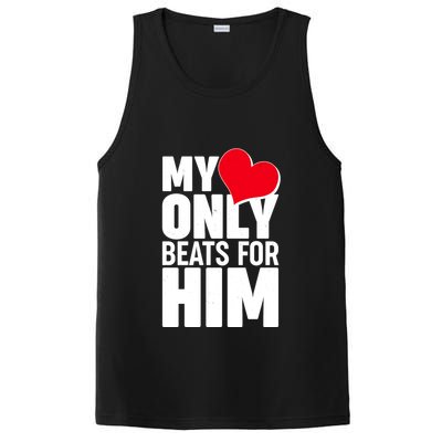 Valentine's Day My Heart Only Beats for Him Matching Couples PosiCharge Competitor Tank