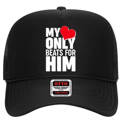 Valentine's Day My Heart Only Beats for Him Matching Couples Trucker Hat