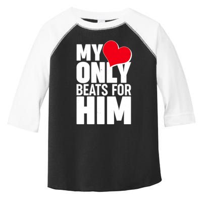 Valentine's Day My Heart Only Beats for Him Matching Couples Toddler Fine Jersey T-Shirt