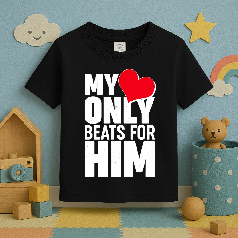 Valentine's Day My Heart Only Beats for Him Matching Couples Toddler T-Shirt